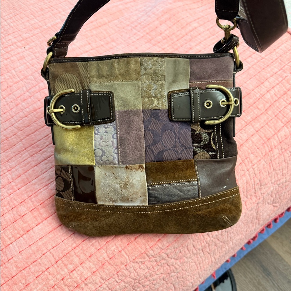 Coach Brown and Tan Shoulder Bag